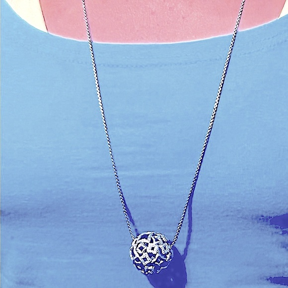 David Yurman Diamond Quatrefoil Ball Pendant Necklace - Picture 13 of 13